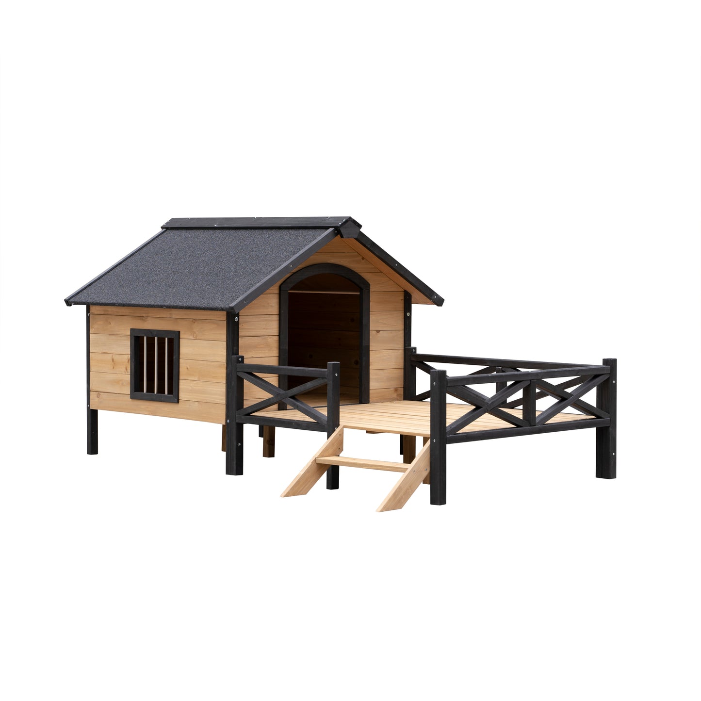 Outdoor Large Wooden Dog House with Porch