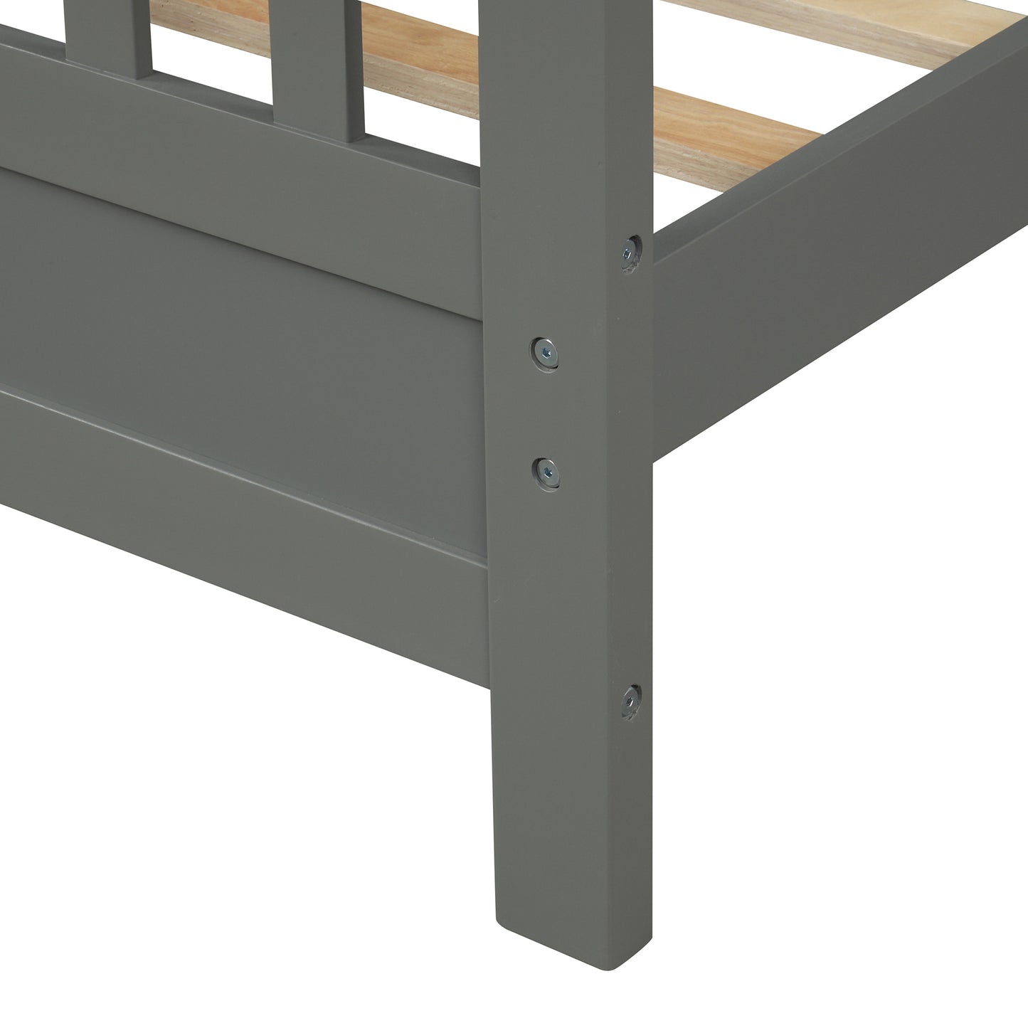 Gray Wood Platform Bed with Headboard and Footboard, Full