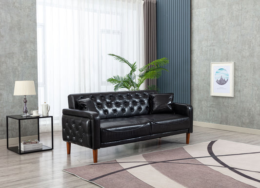 Black PU Leather Sofa