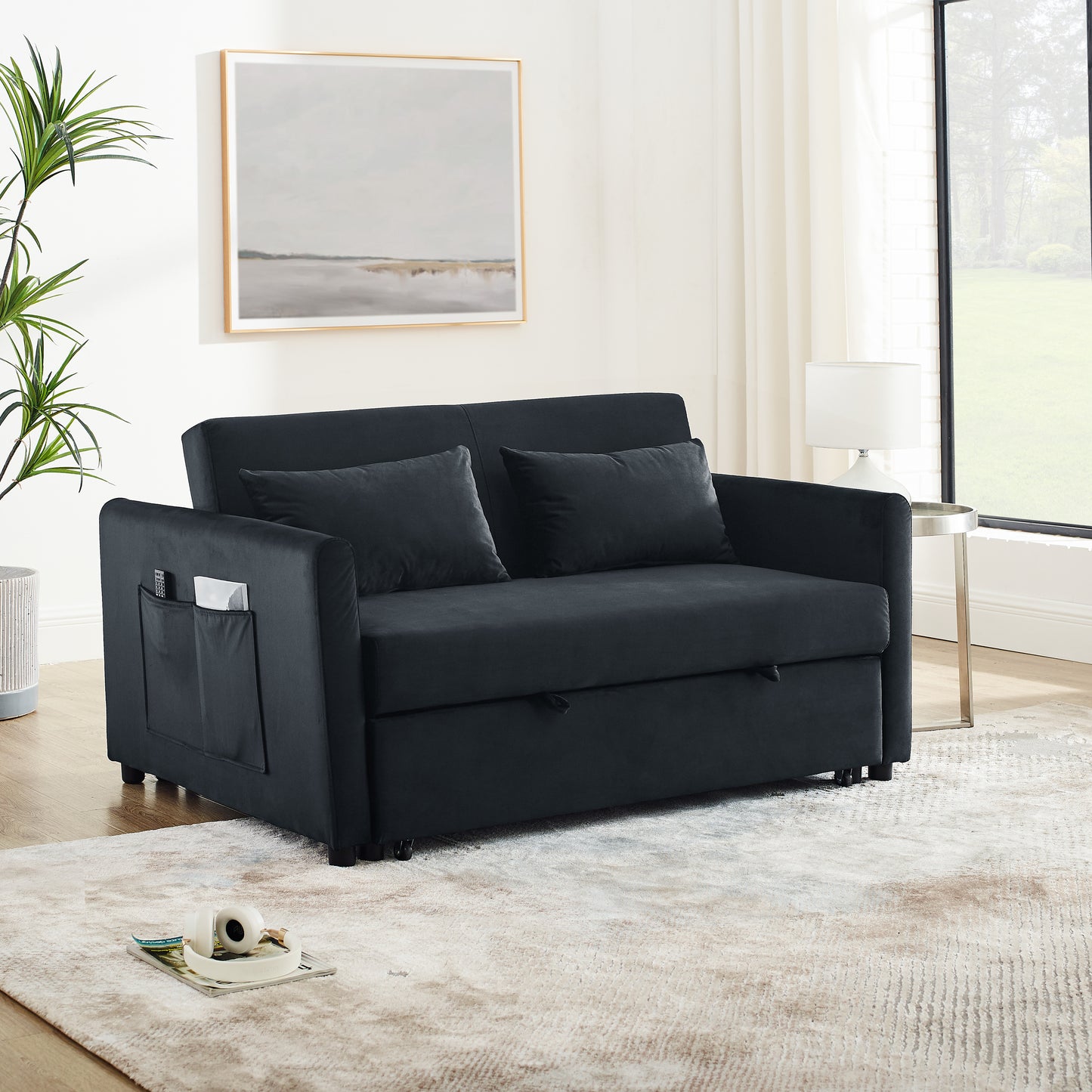 3-in-1 Versatile Velvet Convertible Sofa Bed