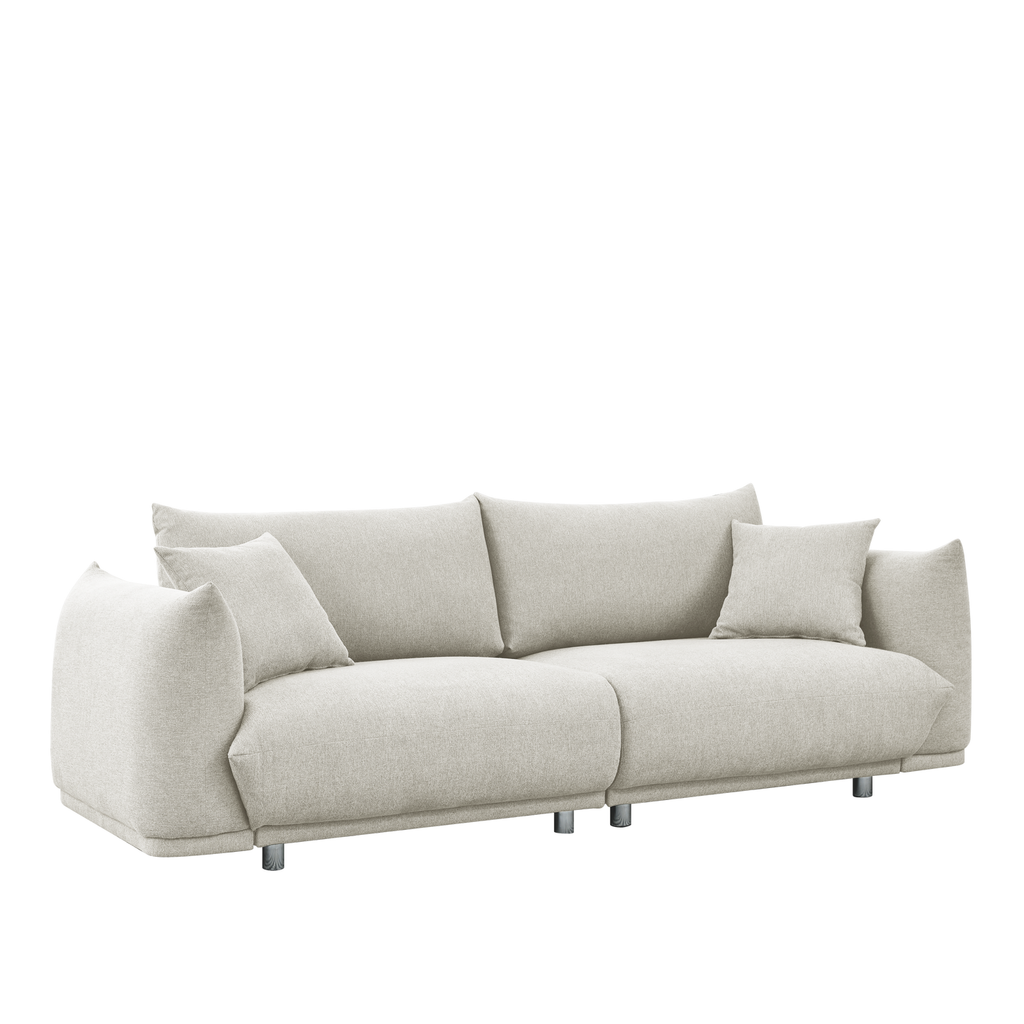 90.5'' Modern Couch with Solid Wood Frame, White