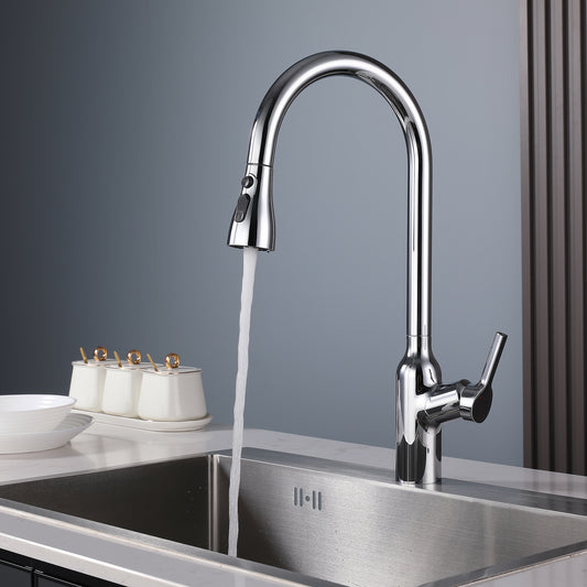 Kitchen Faucet with Pull Down Sprayer Chrome, High Arc Single Handle Kitchen Sink Faucet , Commercial Modern Stainless Steel Kitchen Faucets