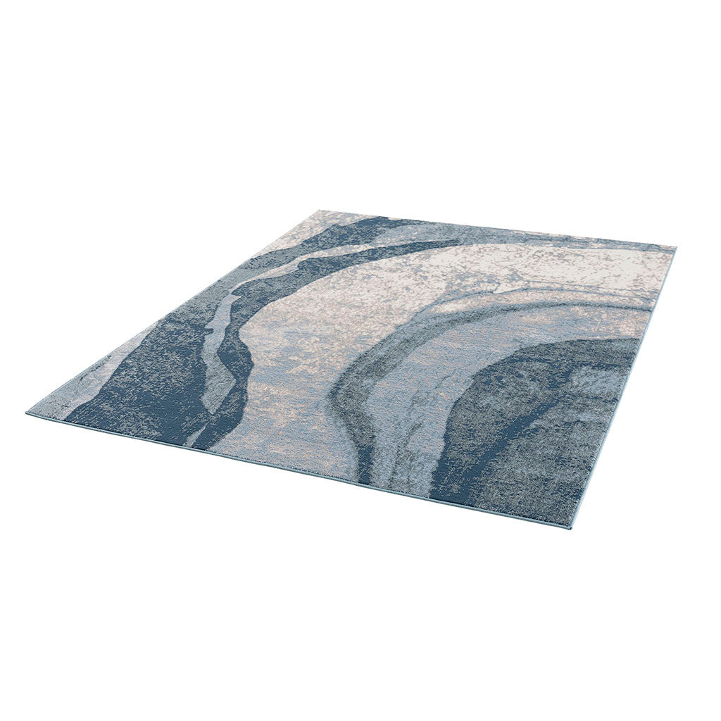 Abstract Wave Area Rug, Blue