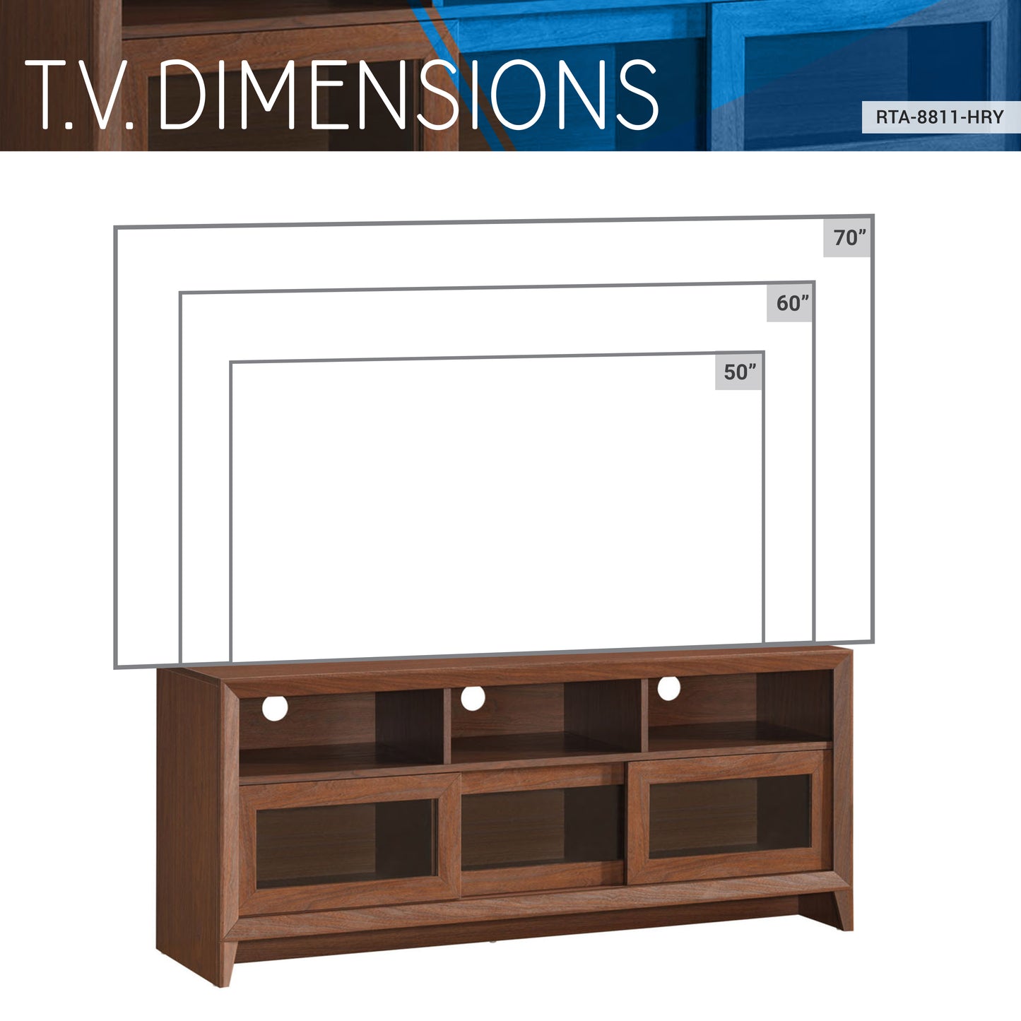 Techni Mobili Modern TV Stand with Storage for TVs Up To 60", Hickory