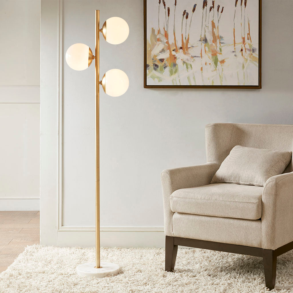 Ink+Ivy 3-Globe Light Floor Lamp with Marble Base