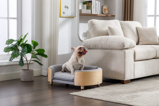 Scandinavian style Elevated Dog Bed Pet Sofa -Light Grey