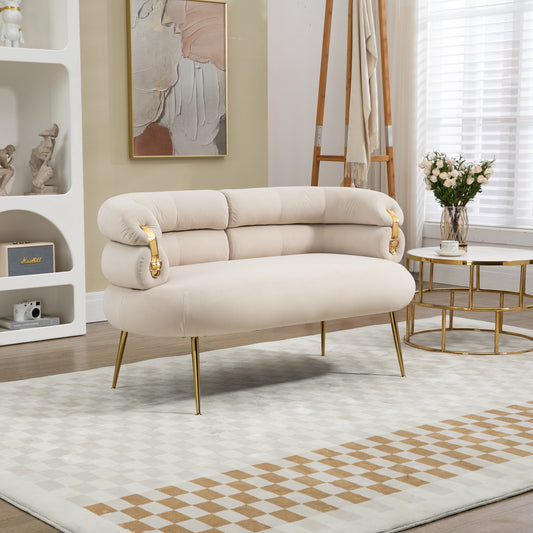 Accent Chair with Golden feet, beige