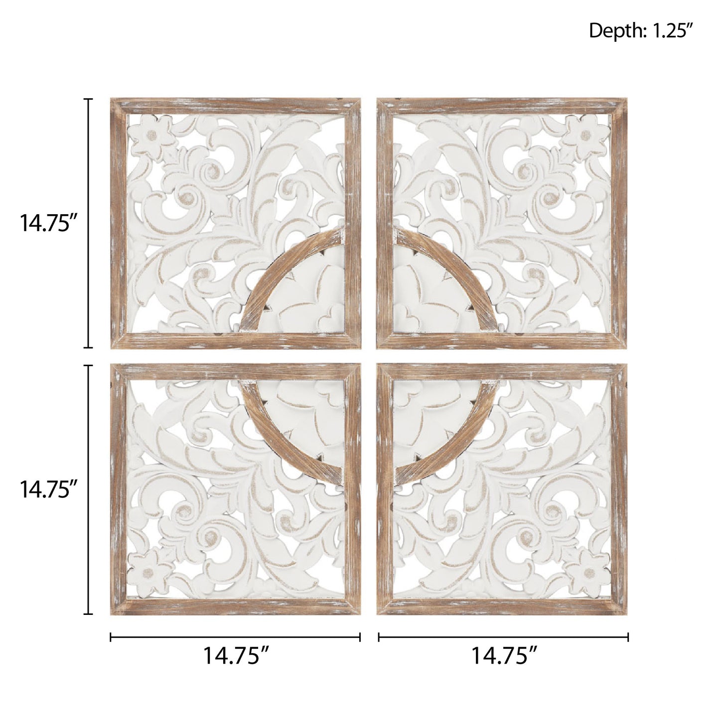 Arwen Two-tone Medallion Carved Wood 4-piece Wall Decor Set