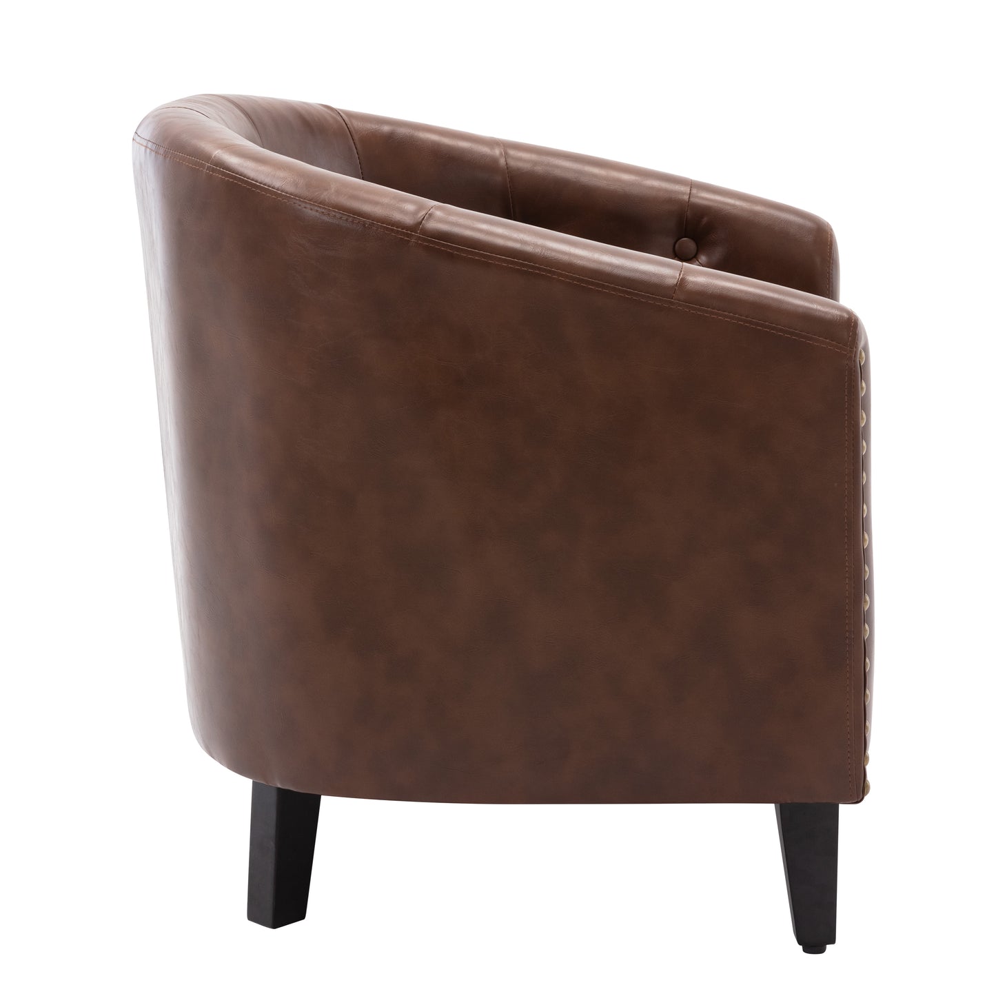 Leather Tufted Barrel Chair