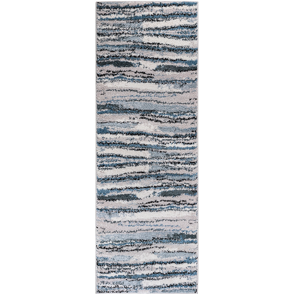 Riley Watercolor Abstract Stripe Woven Area Rug 3x8'
