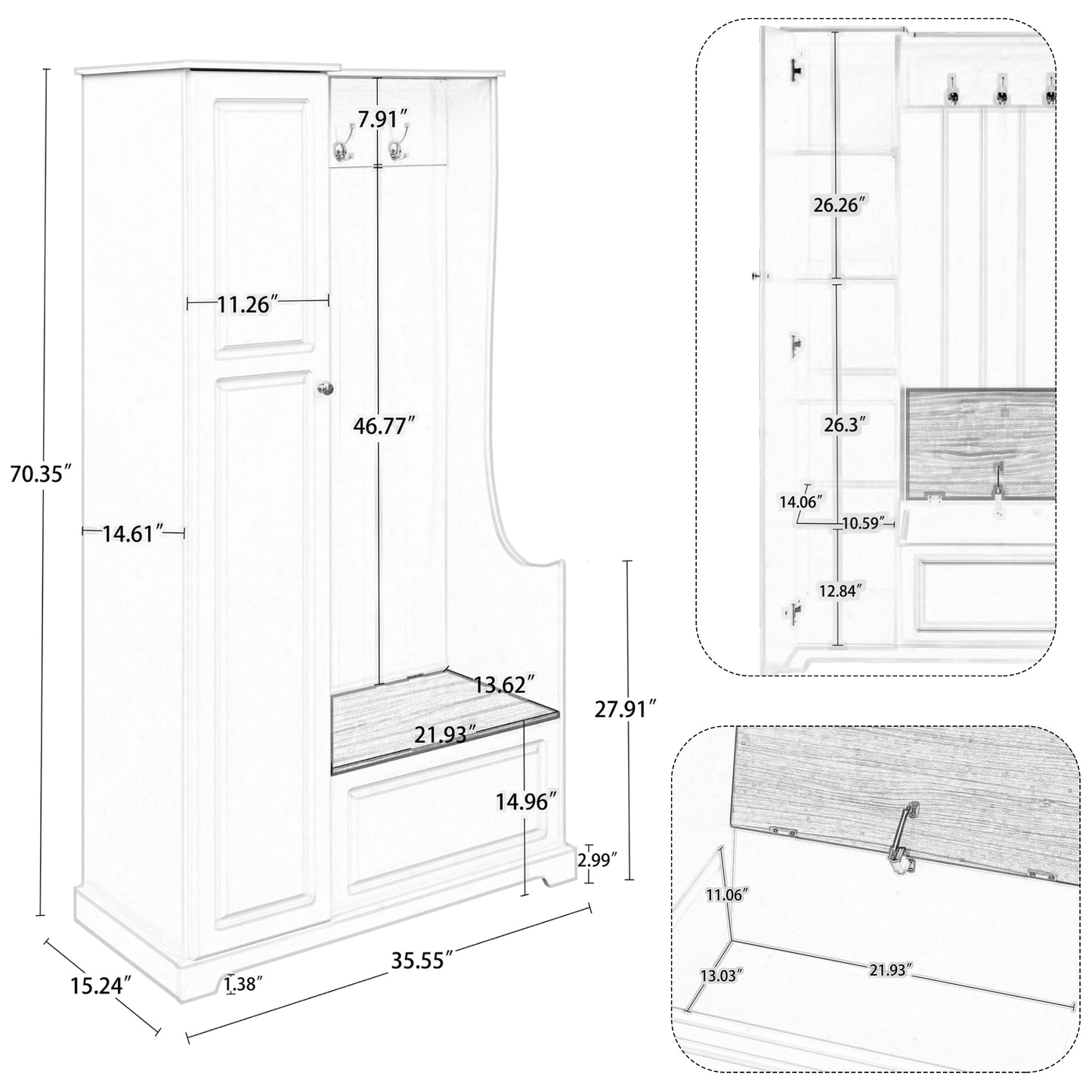 Tristin Stylish Design Hall Tree with Flip-Up Bench