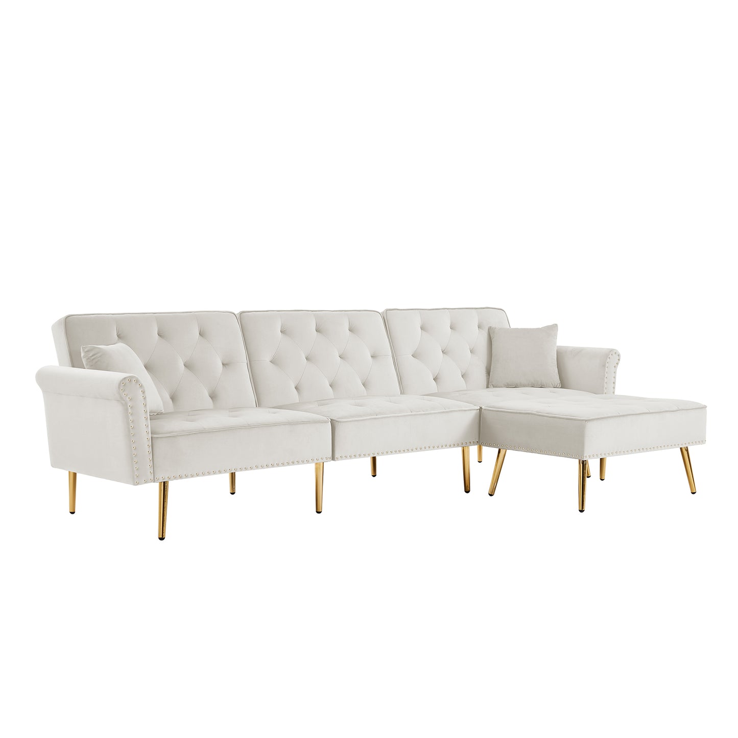 Maxine Modern Velvet Upholstered Reversible Sectional Sofa Bed