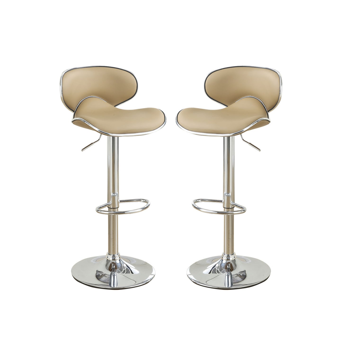 Adjustable Brown Faux Leather Bar Stools - Set of 2