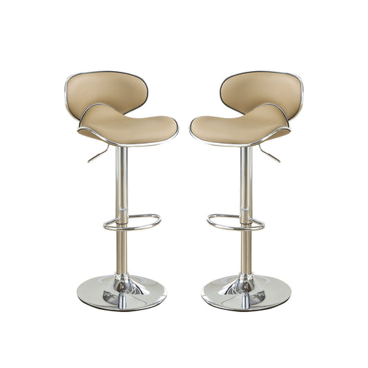 Adjustable Brown Faux Leather Bar Stools - Set of 2