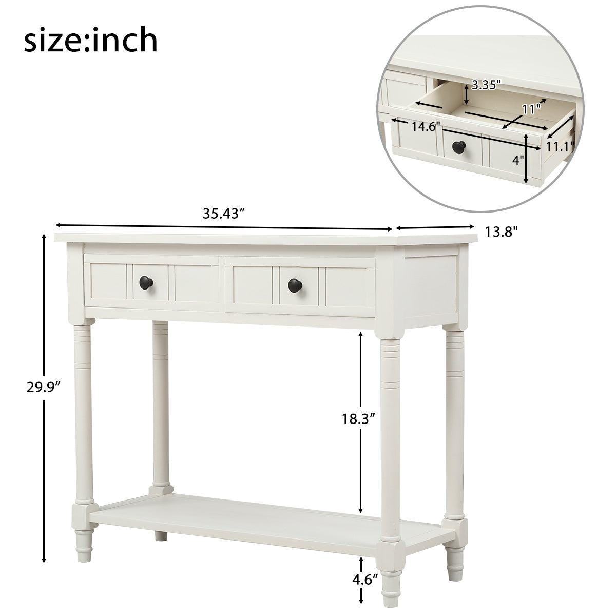 Trexm Daisy Series Console Table - Ivory White