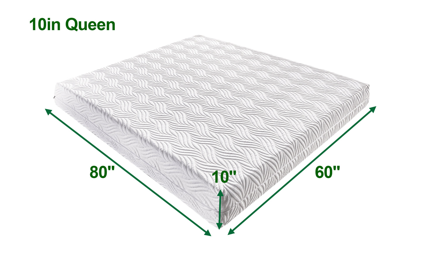 10" Memory Foam Mattress with CertiPUR-US Certified -Queen