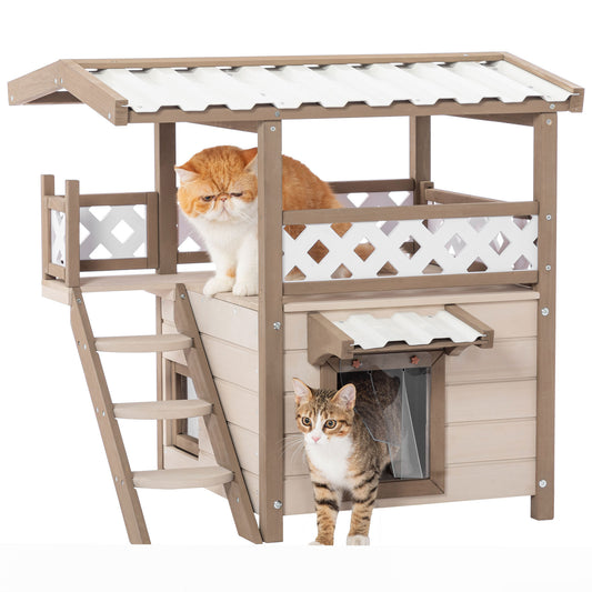 Feral Cat House Outdoor/Indoor Kitty Houses with Durable PVC Roof