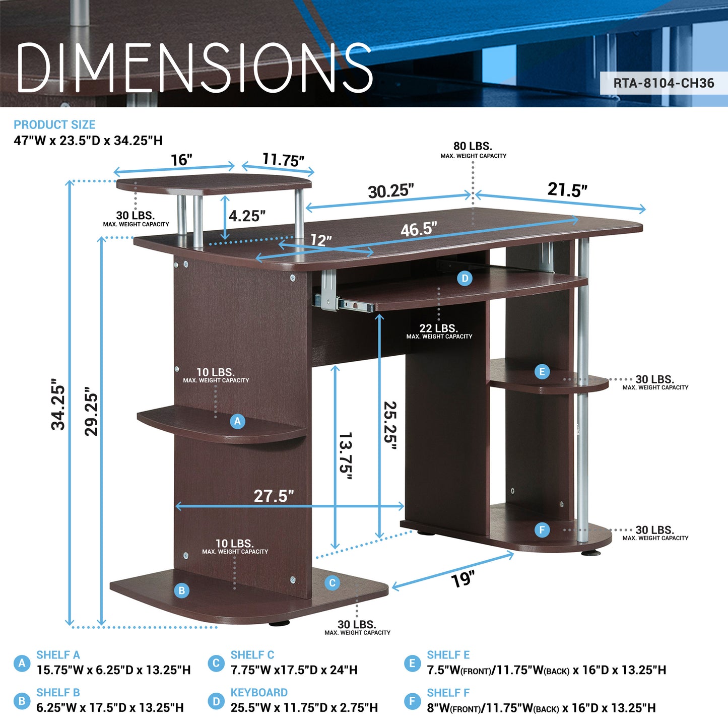 Computer Workstation Desk With Storage, Chocolate