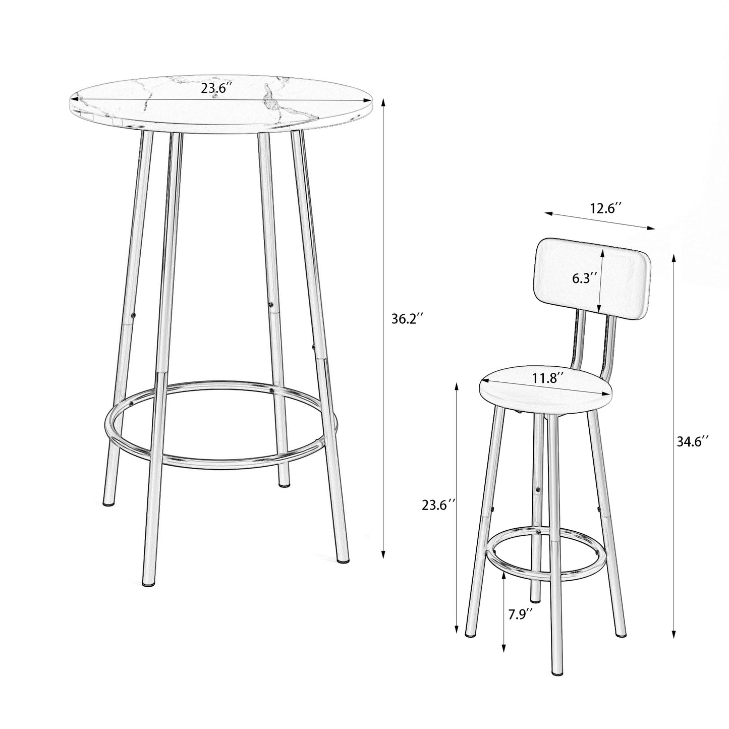 Bar Table with 2 Bar Stools