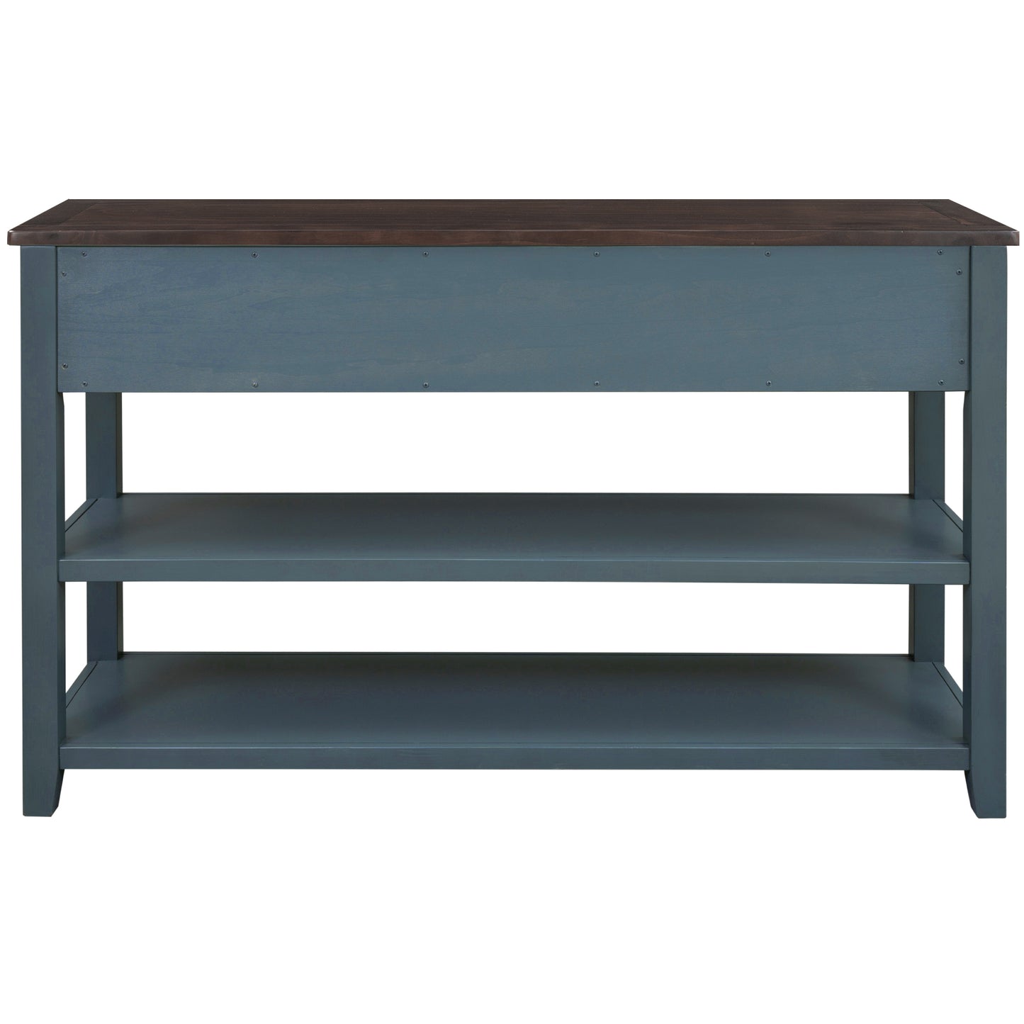 TREXM Retro Design Console Table with Two Open Shelves - Navy