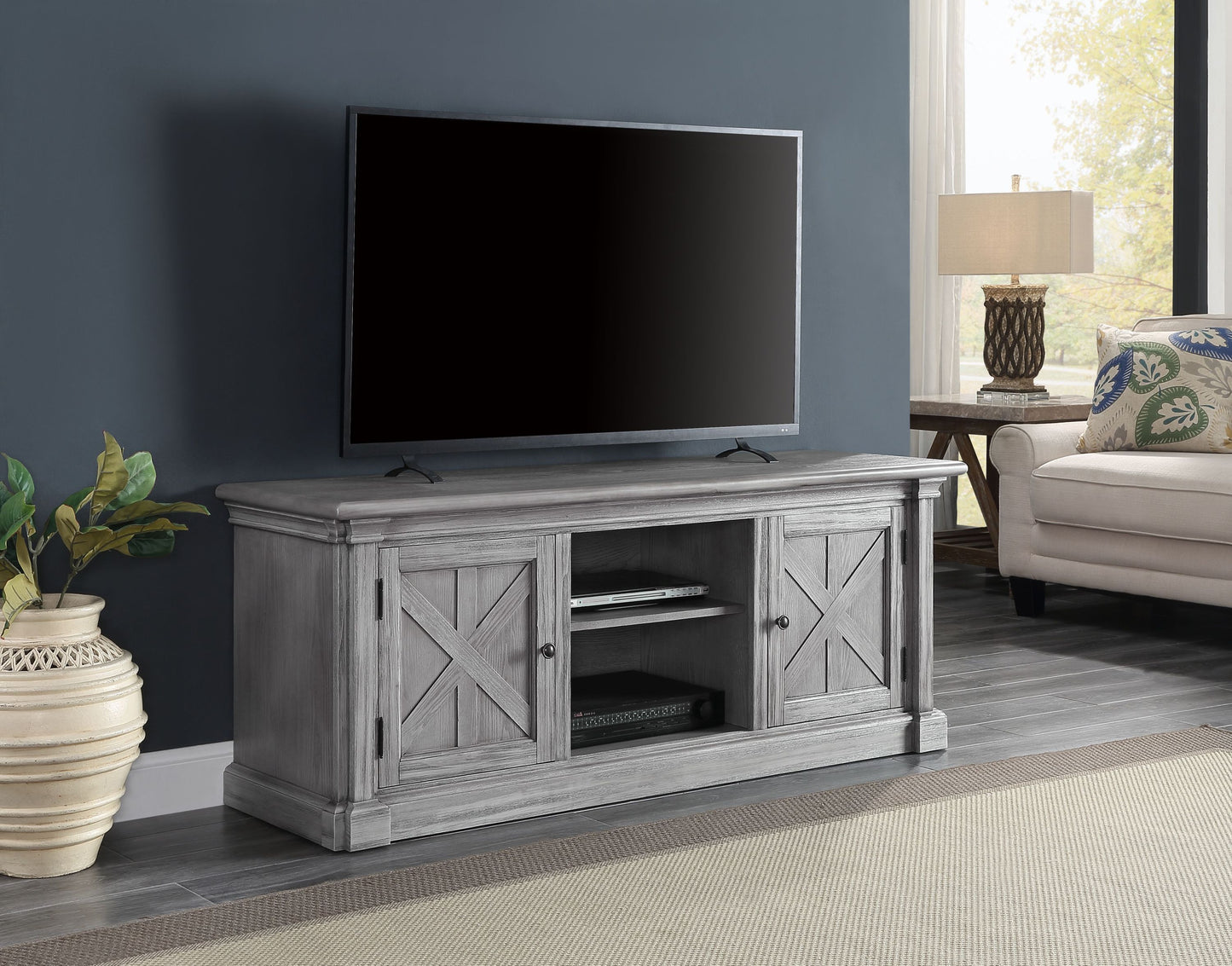 Lucinda TV Stand, Gray Oak