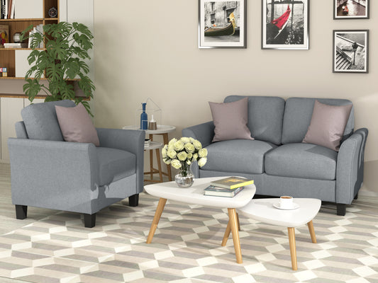 Living Room Furniture Armrest Single Sofa   and Loveseat Sofa (Gray)