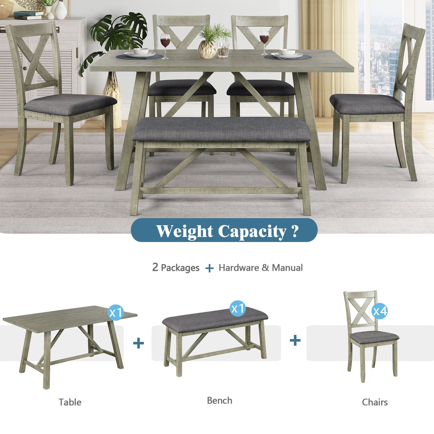 Anderson 6 Piece Dining Table Set