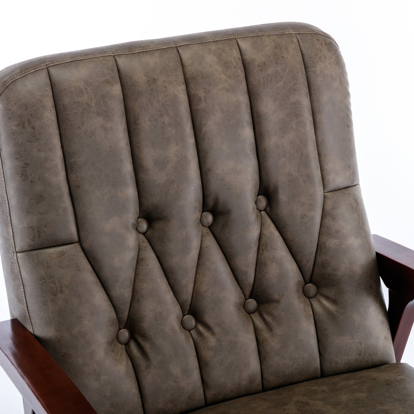 Retro Modern Solid Wood Armrest Accent Chair-Khaki