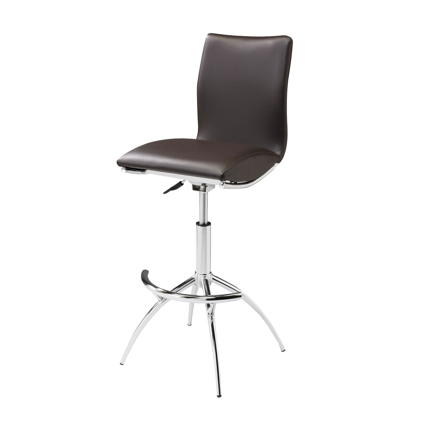 Adjustable Modern Barstool Leatherette Chrome - Brown