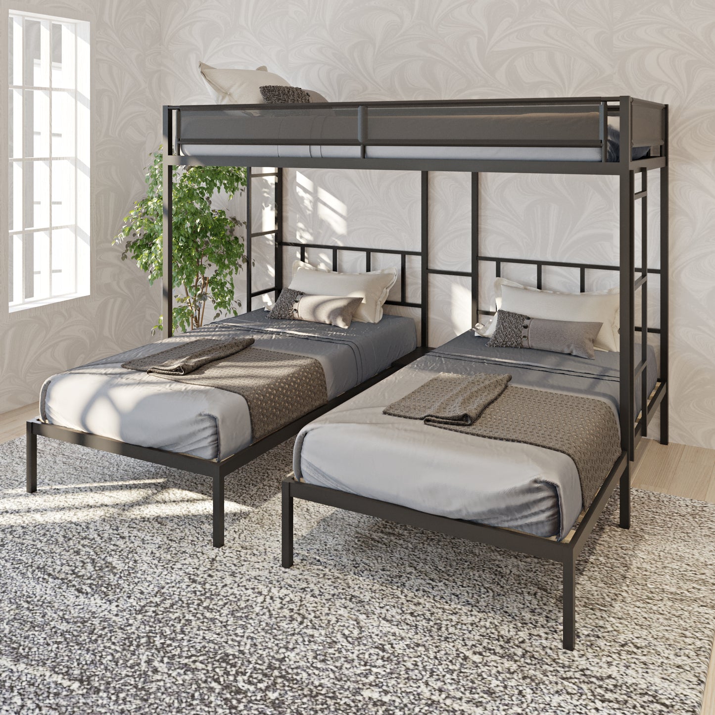 Metal Triple Twin Bunk Bed