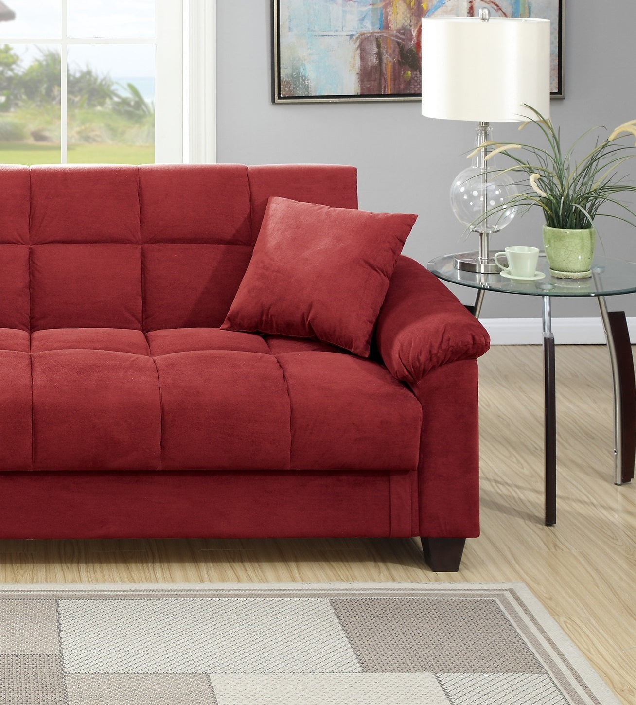 Calley Plush Contemporary Sofa Red