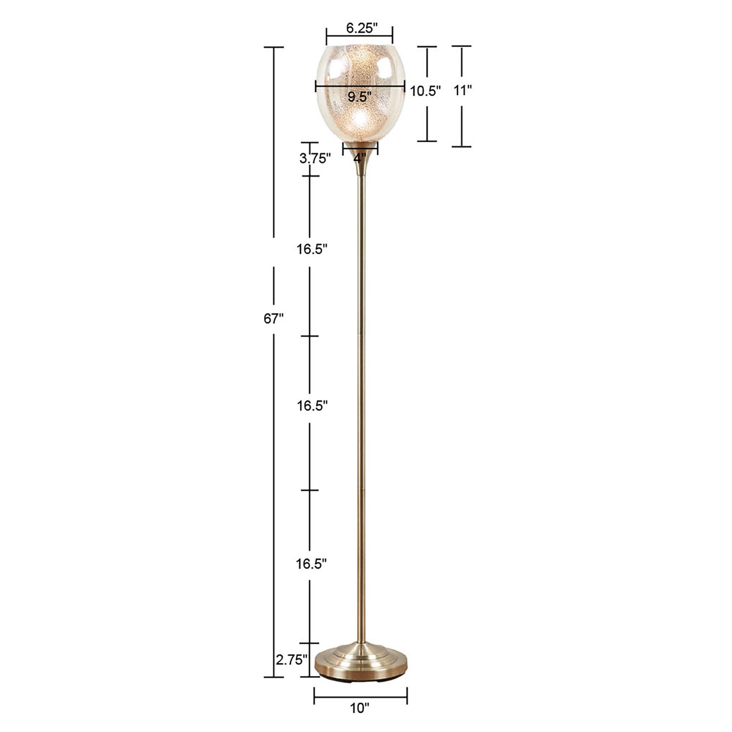 Bellow Uplight Floor Lamp with Mercury Glass Shade