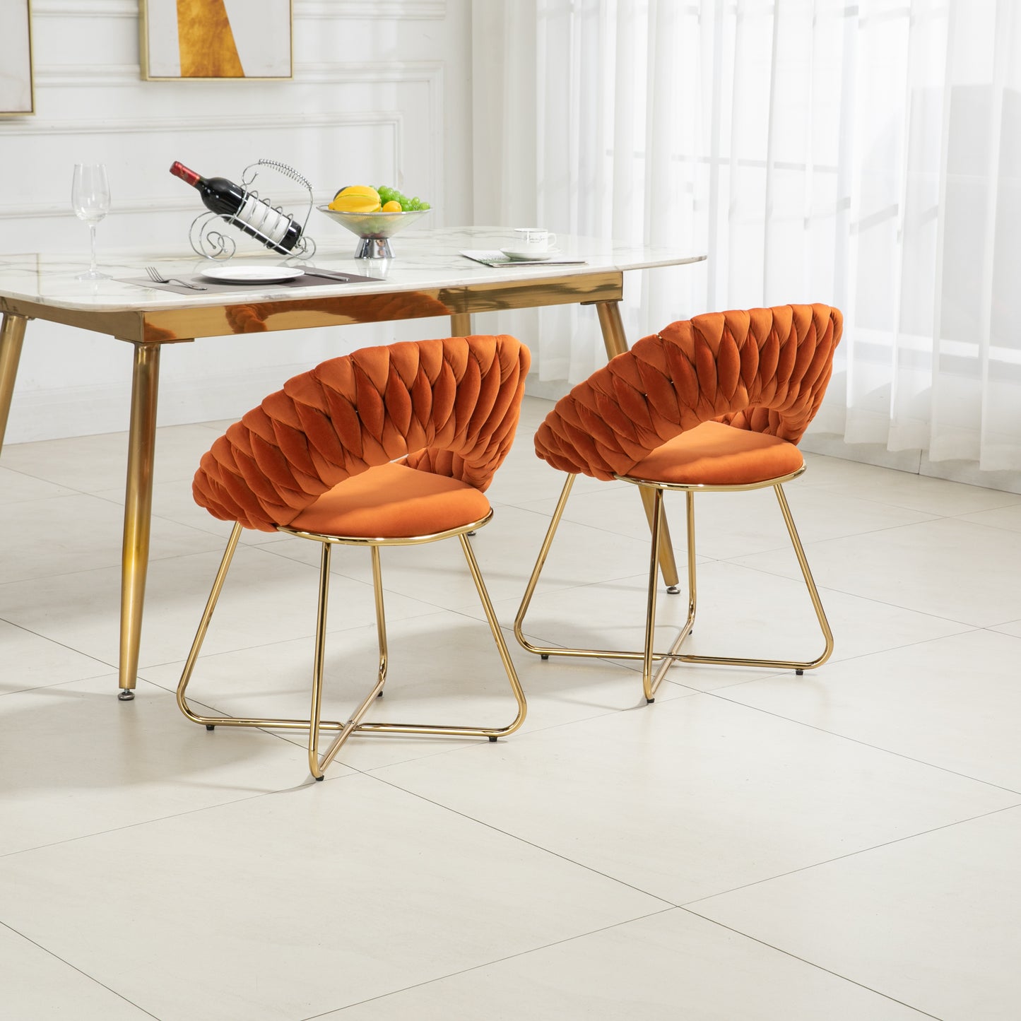 Oxitil Orange Accent Chairs Set of 2