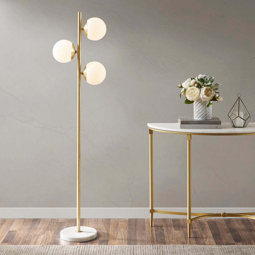 Ink+Ivy 3-Globe Light Floor Lamp with Marble Base