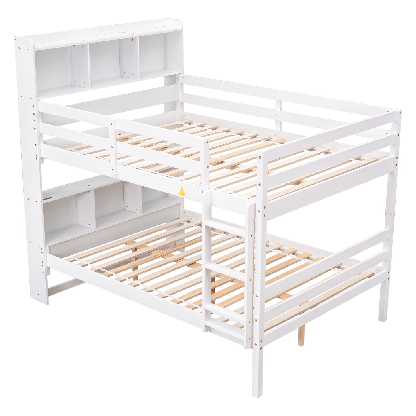 Full Over Full Bunk Beds with Bookcase Headboard,