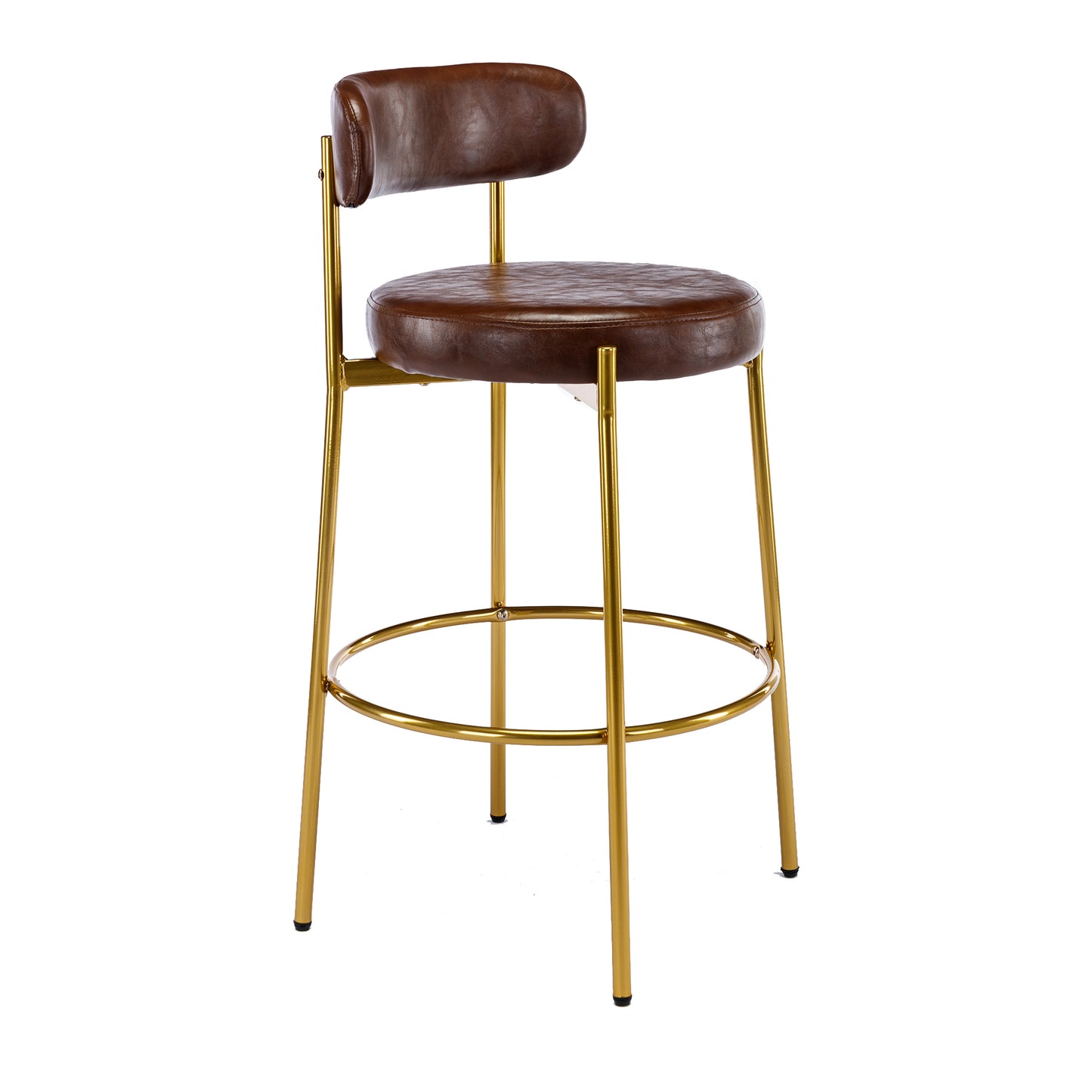 Coolmore Bar Stools Industrial Pub Barstools with Back and Footres Set of 2 - Brown