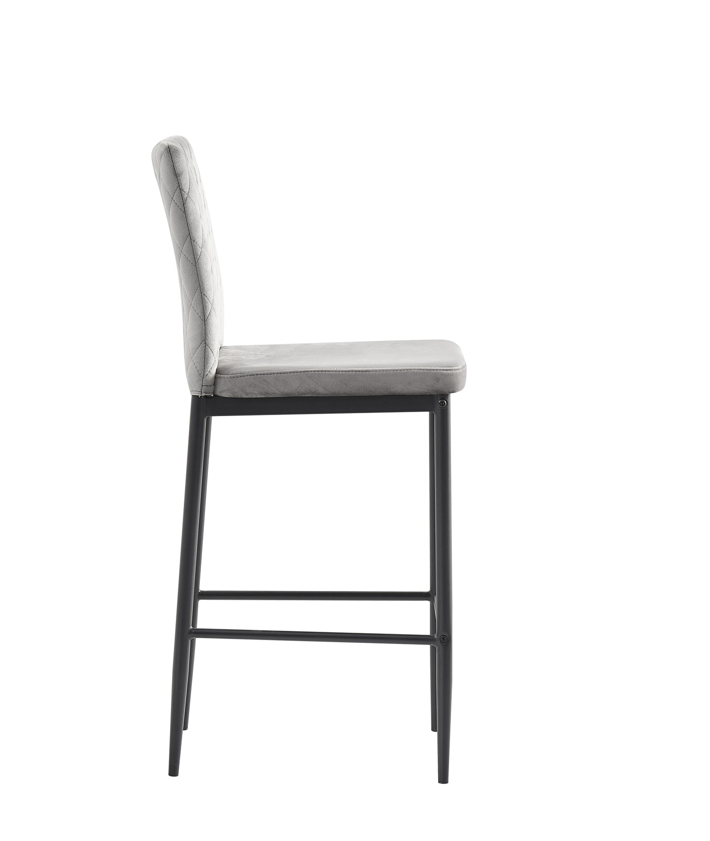 Light Gray Bar Velvet Stool Set of 2