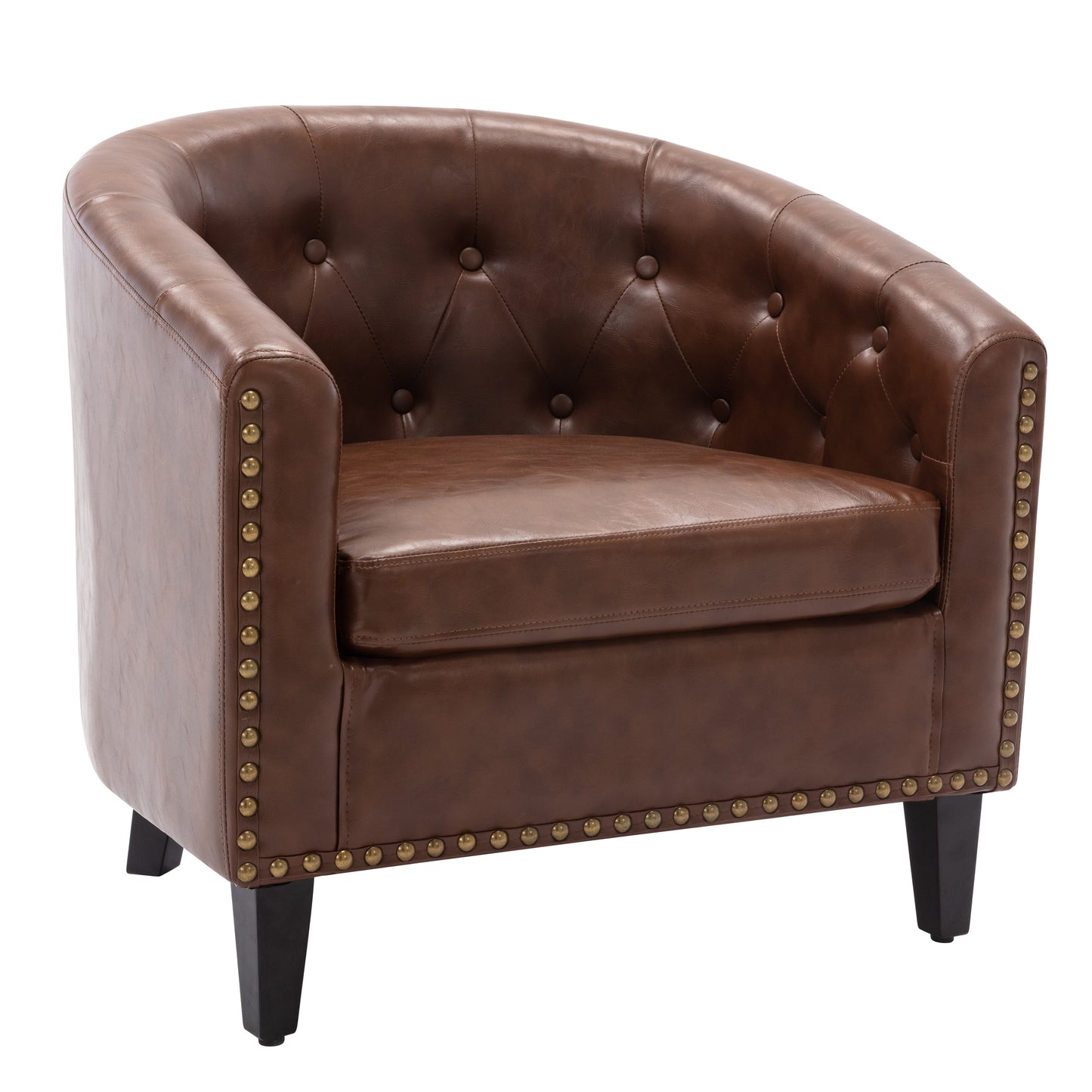 Leather Tufted Barrel Chair