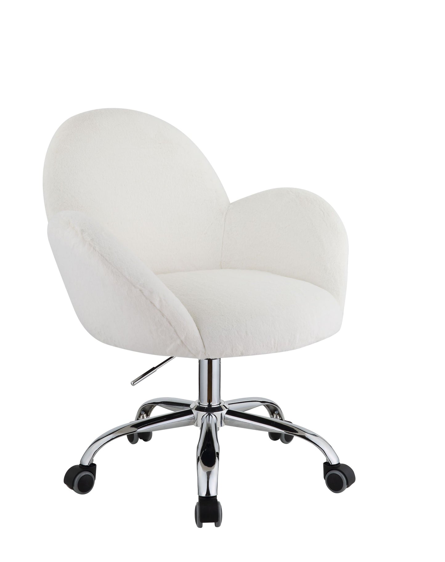 Jago Office Chair in White Lapin & Chrome Finish