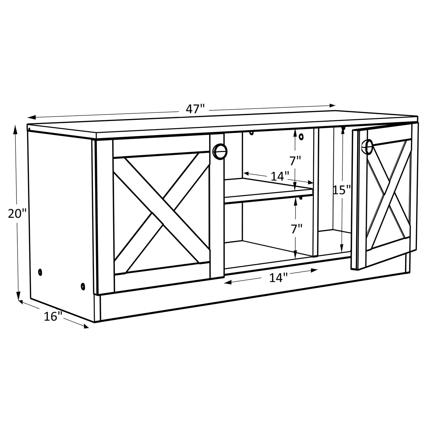 Costal Wood Base 2 Cupboards Vintage TV Stand