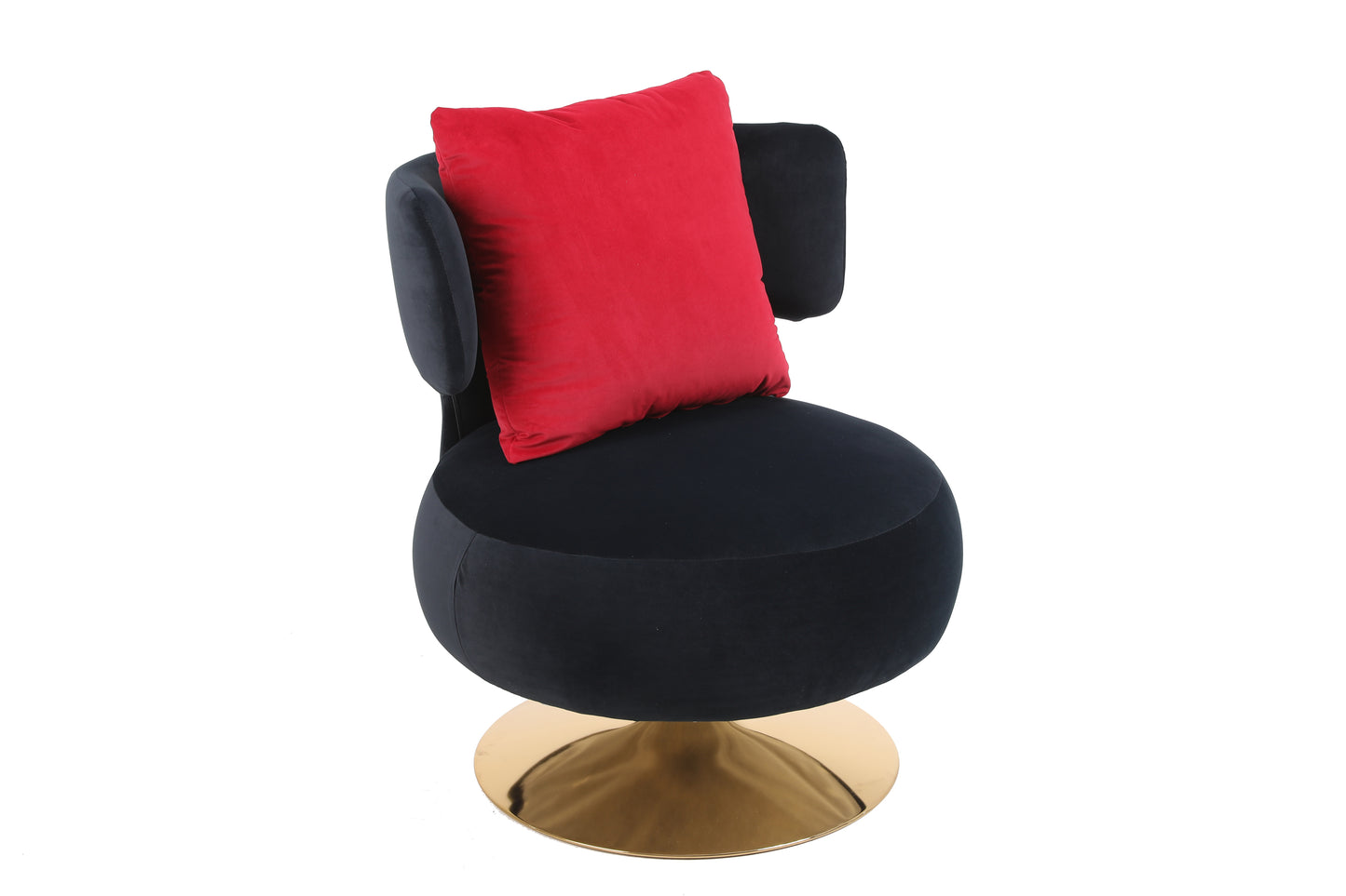 Round Barrel Swivel Accent Chair, Black