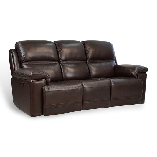 Timo Top Grain Leather Power Reclining Sofa | Adjustable Headrest | Cross Stitching | All Seat With Dual Power