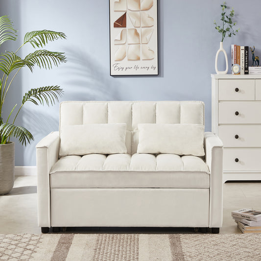 Off White Velvet Loveseat Sofa Bed