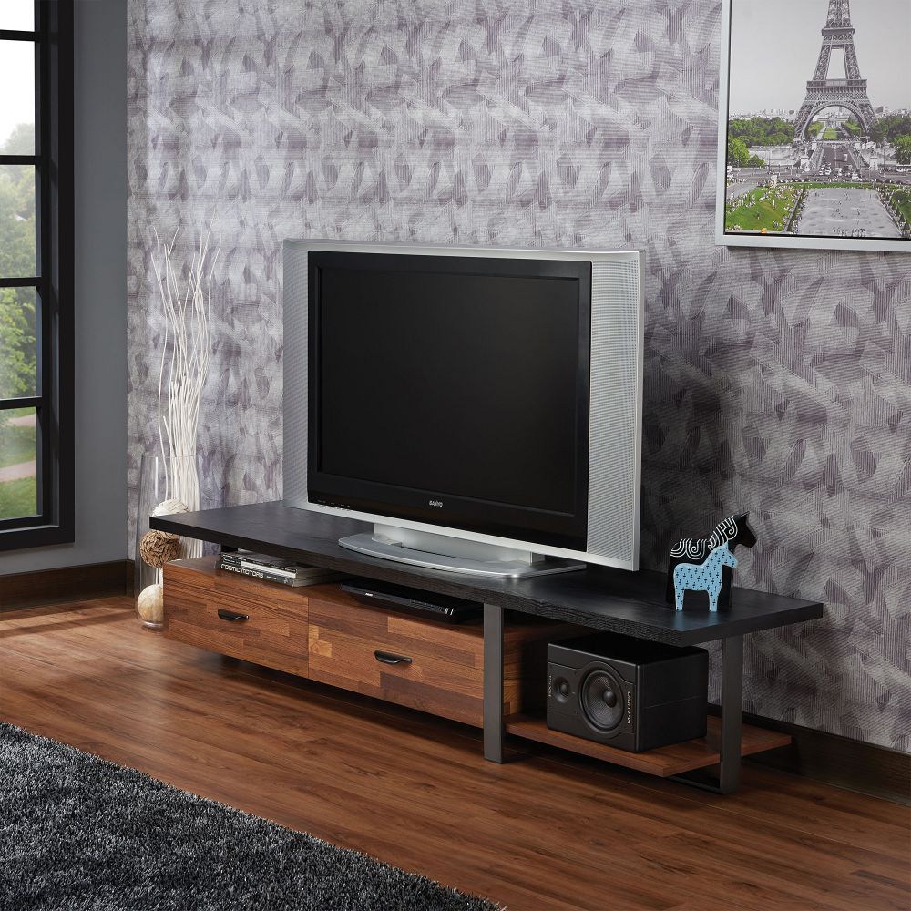 ACME Elling TV Stand in Walnut & Black