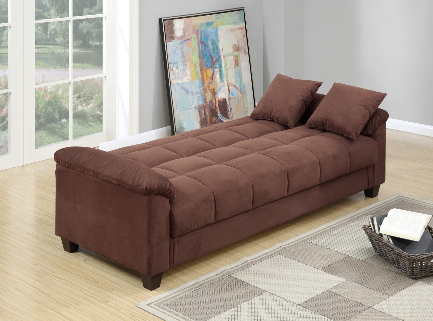 Calley Plush Contemporary Living Room Adjustable Sofa-Chocolate