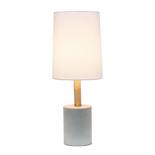 Gray Cement Base Table Lamp with Antique Brass Details