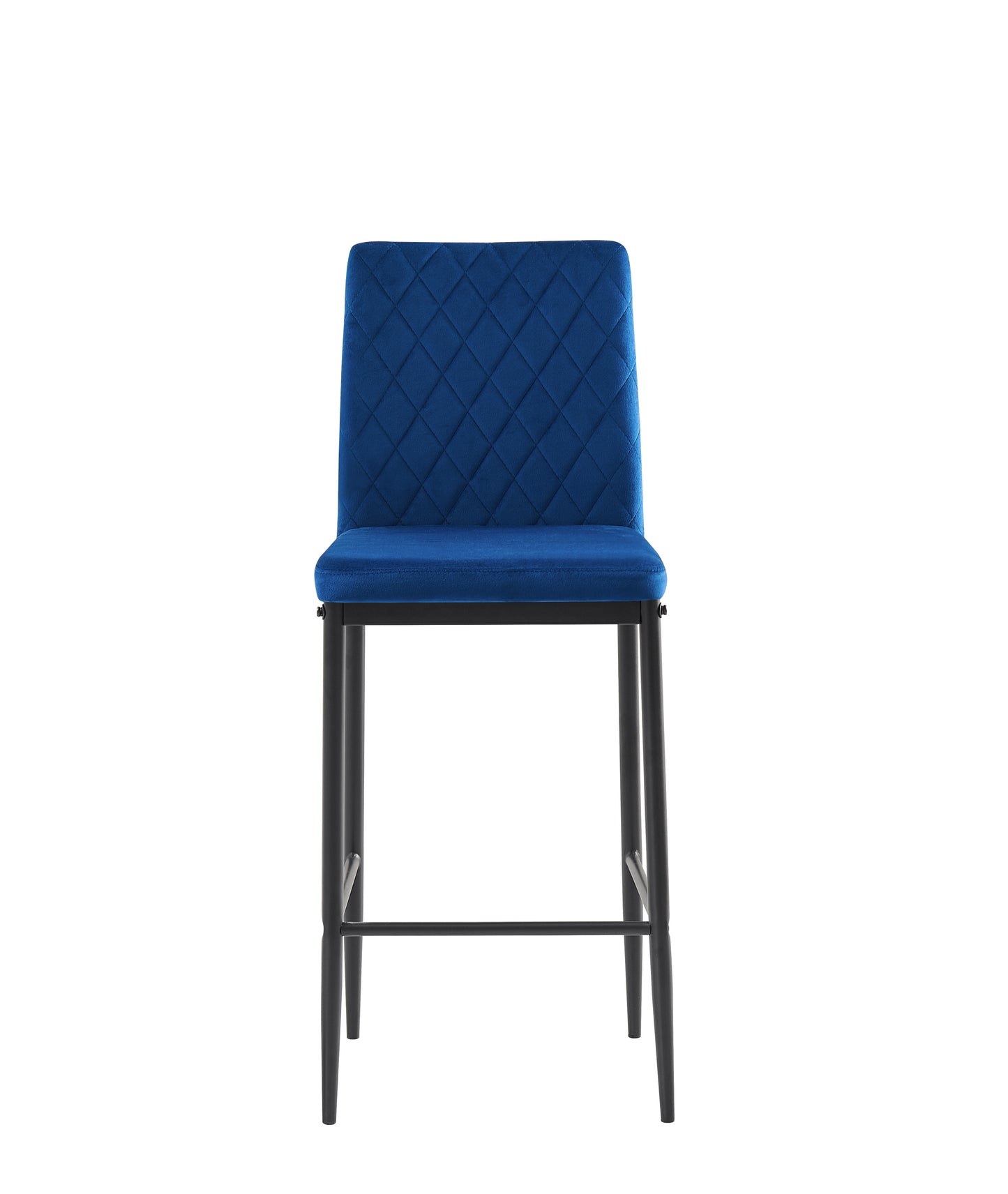 Velvet Blue Bar Stool with Metal Legs Set of 2