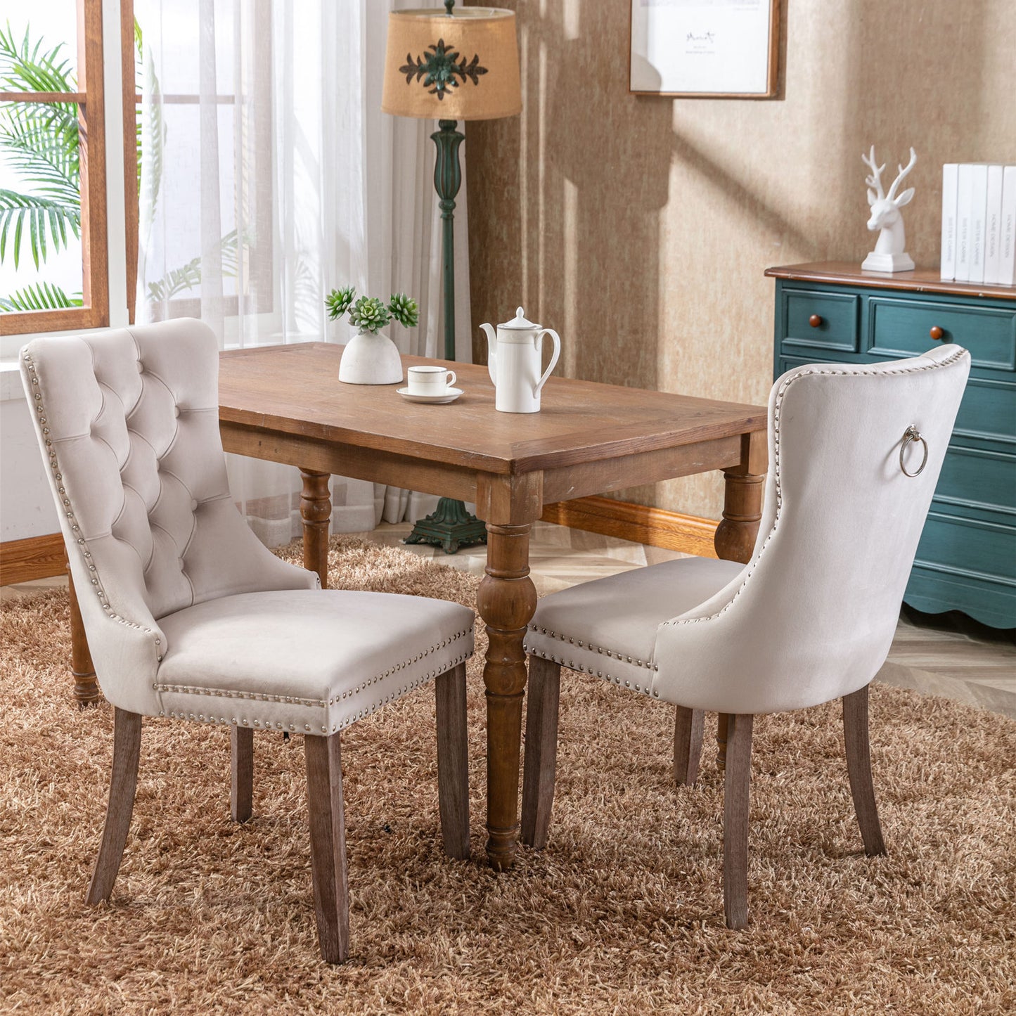Nikki Collection ModernVelvet Upholstered Dining Chairs (Set of 2)